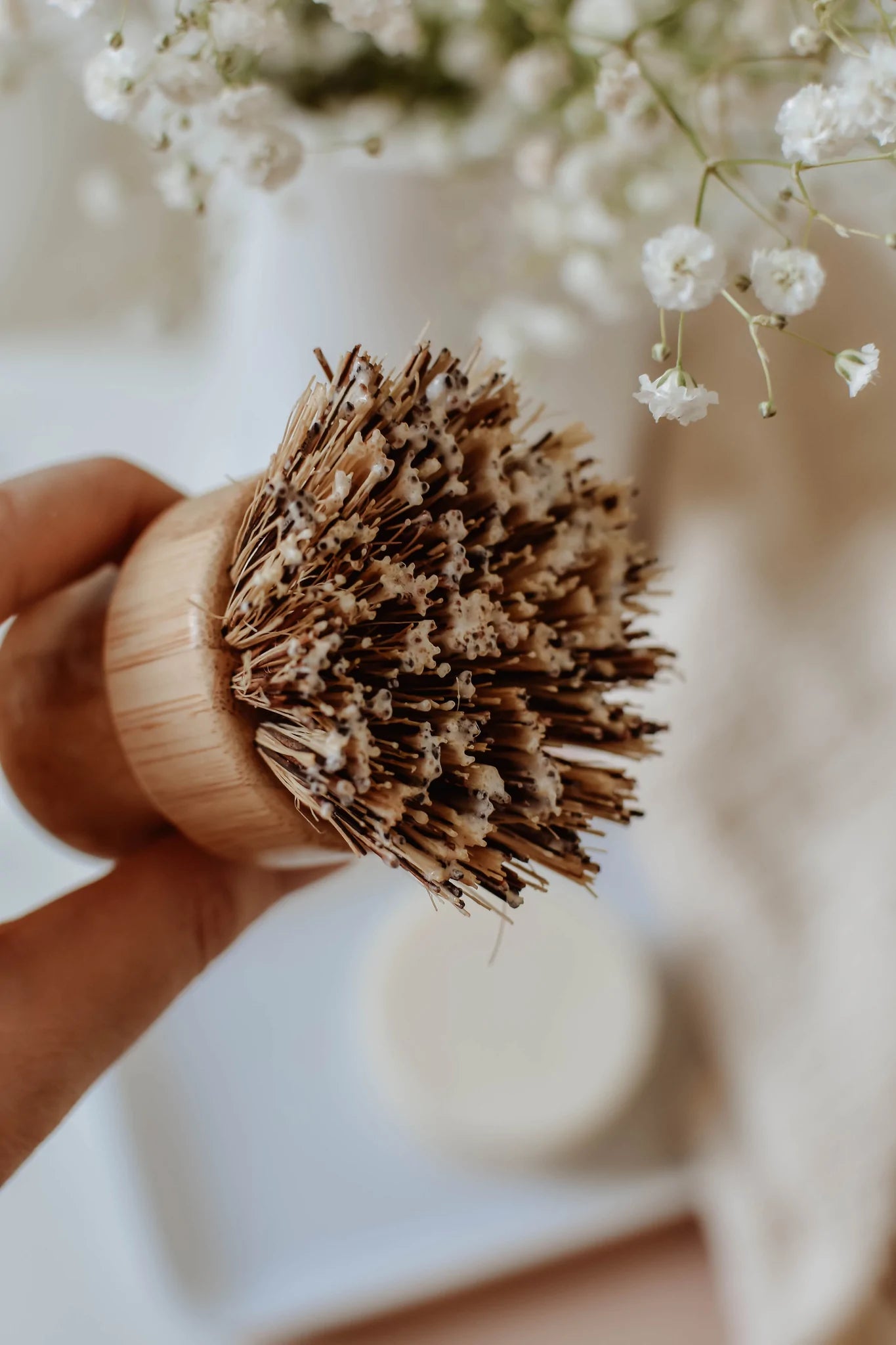 Bamboo and Palm Pot Scrubber Brush