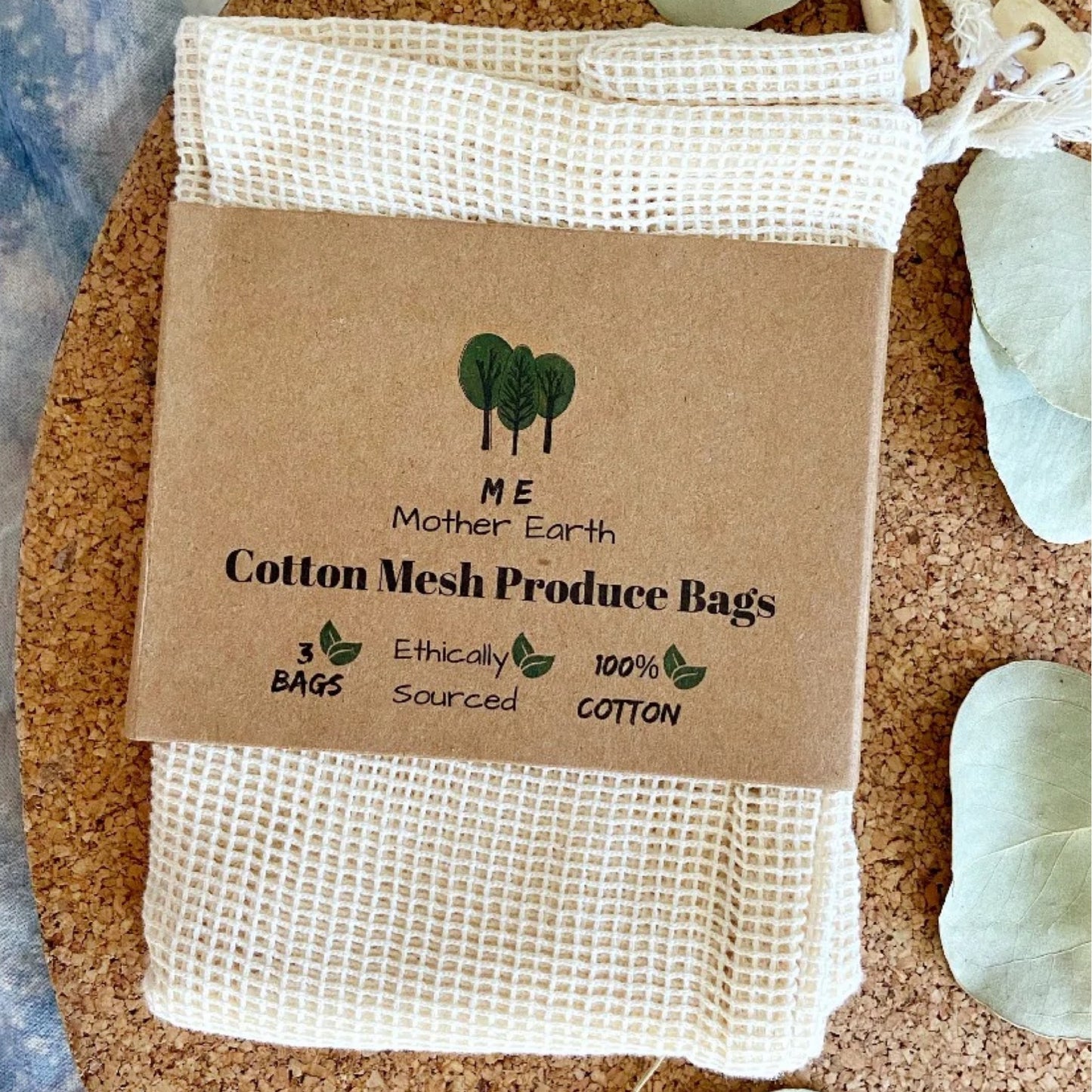 Cotton Mesh Produce Bags - 3 Pack