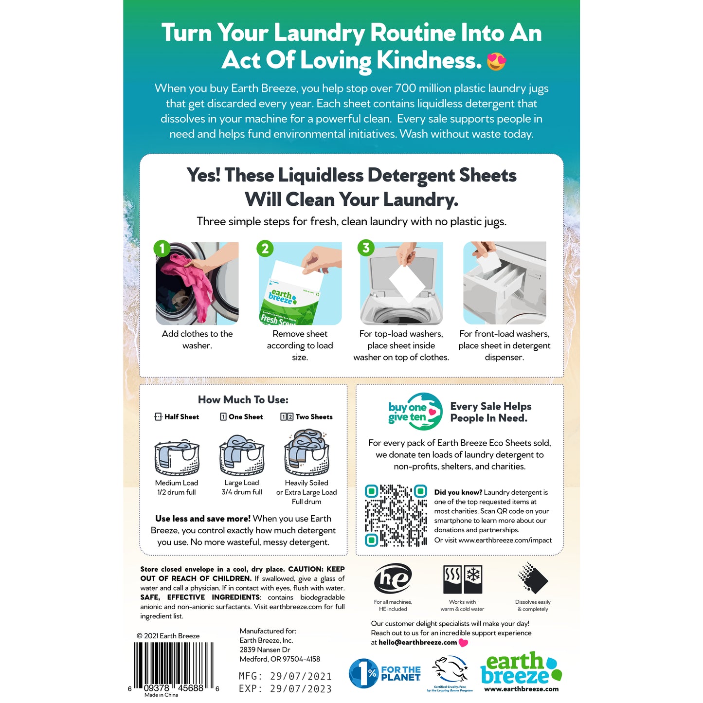 Laundry Detergent Zero-Waste Eco Sheets (Fragrance Free)
