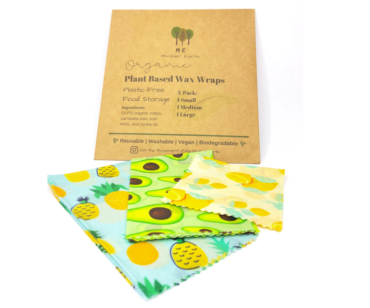 Plant-Based Wax Food Wraps 3-Pack