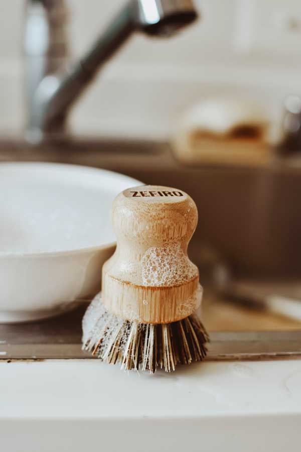 Bamboo and Palm Pot Scrubber Brush